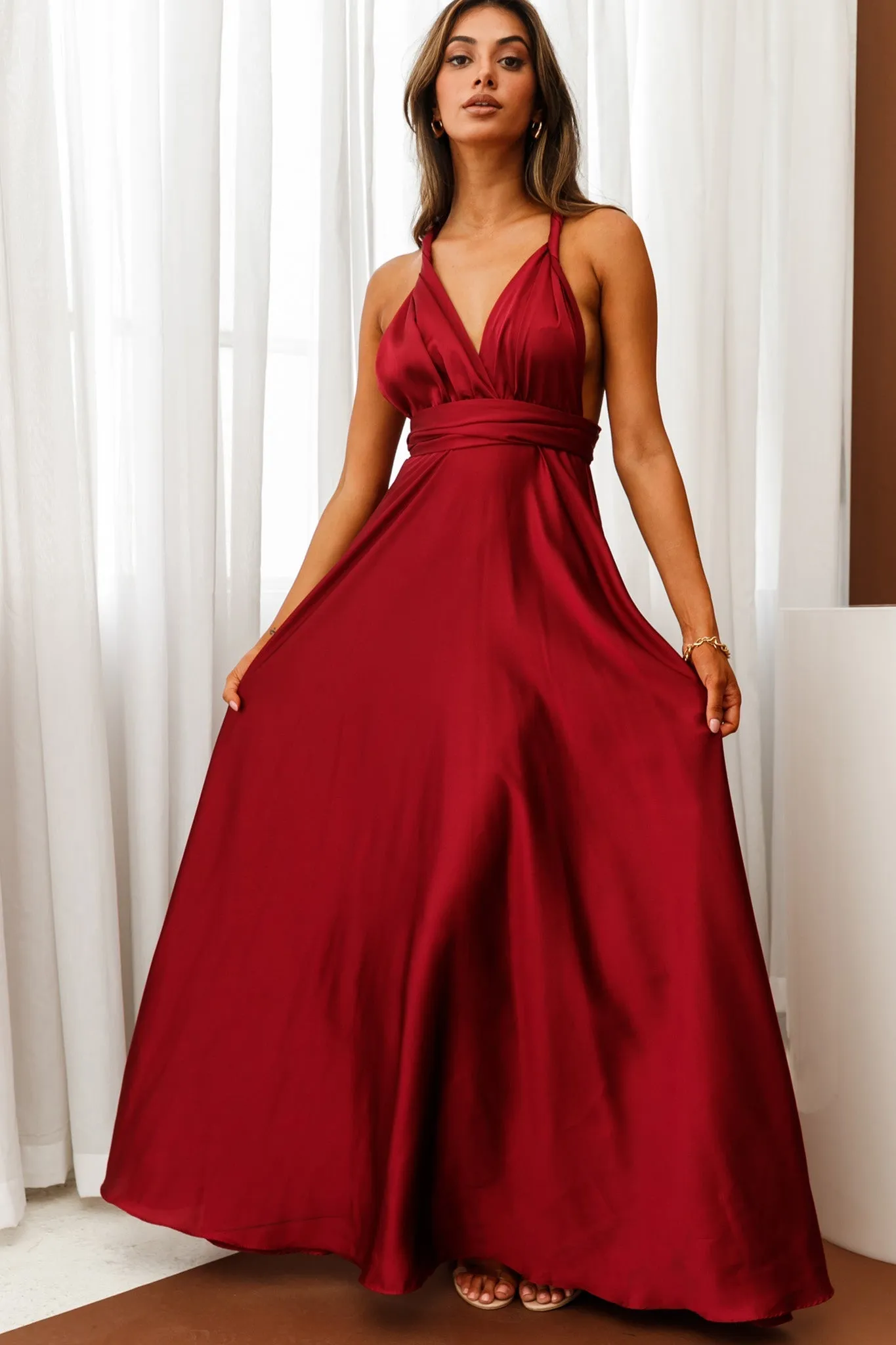 Ariana Multiway Maxi Dress Wine