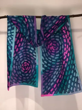 “Aurora Currents" - Hand-dyed Silk Scarf - $125