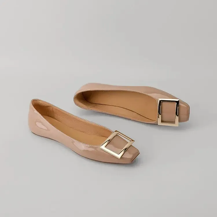 Avery Nude Flat Leather Pumps