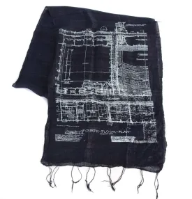 Blueprint Silk Scarf, Cass Tech Detroit