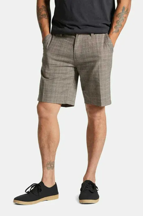 Brixton CHOICE CHINO SHORT 9" - BROWN/CREAM HOUNDSTOOTH