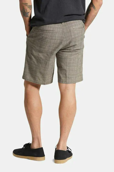 Brixton CHOICE CHINO SHORT 9" - BROWN/CREAM HOUNDSTOOTH