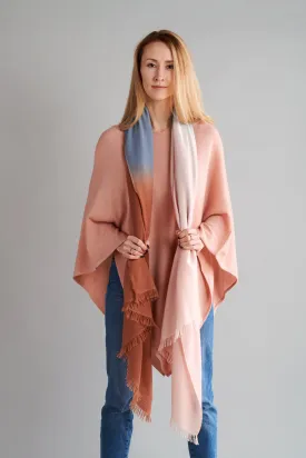 Bronze-Blue Ombré Winter Cashmere Scarf