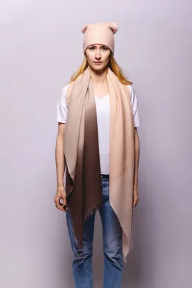 Brown-Blush Ombré Winter Cashmere Scarf