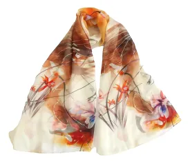 Chiffon Silk Scarf In Floral Print