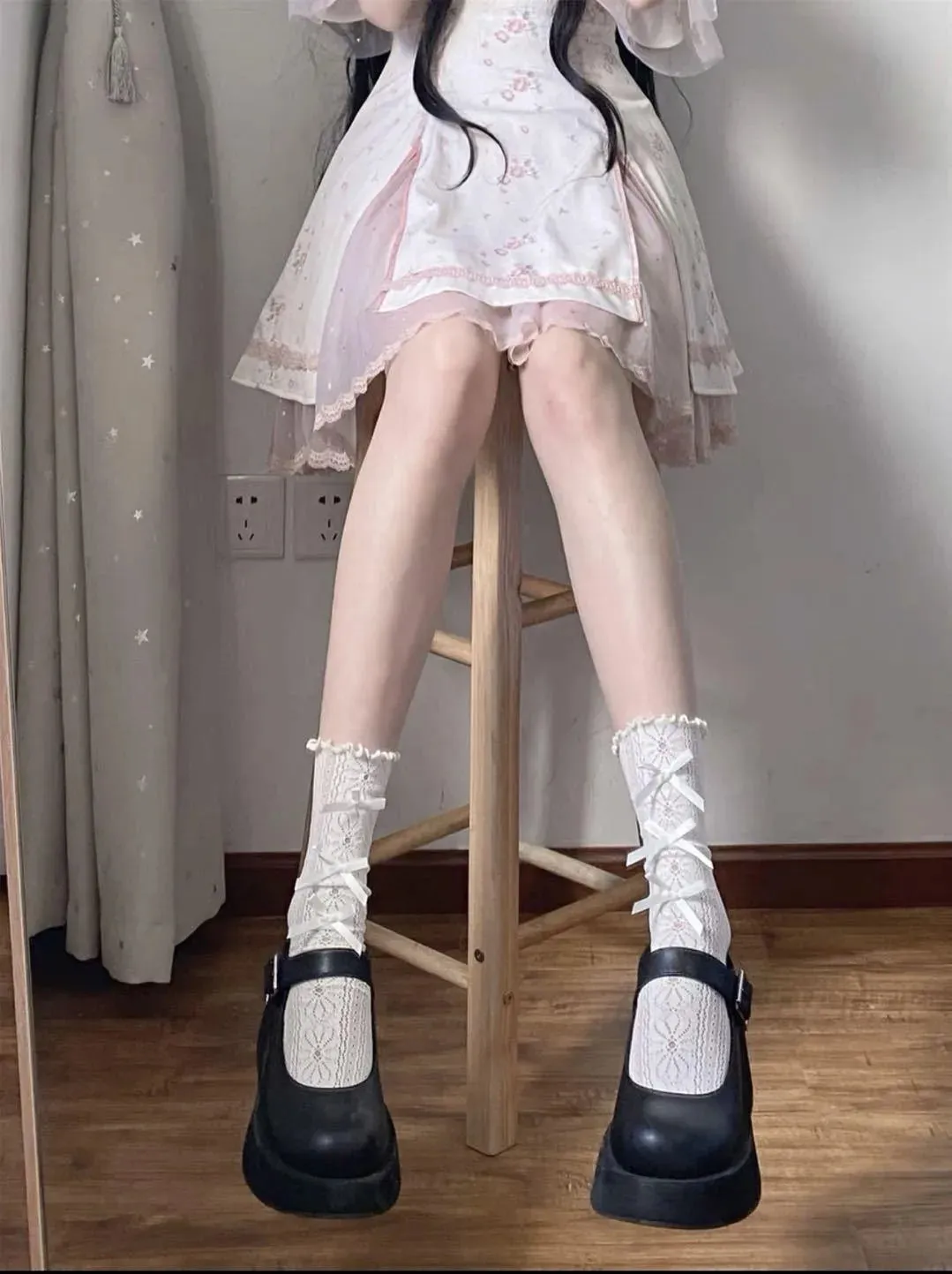 Cutout Lolita Socks with Ribbon | Cute Lolita Fashion Outfits