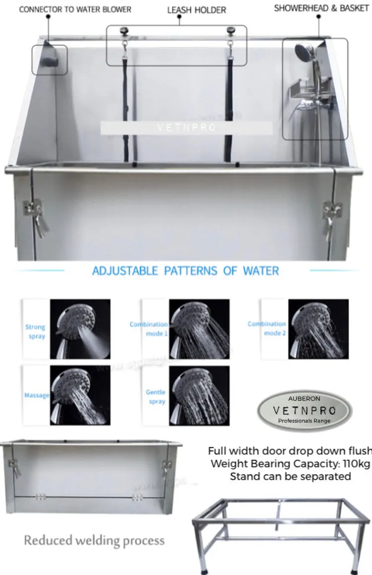 Dog Washing Station Extra Large 156cm SS 304 Open Front