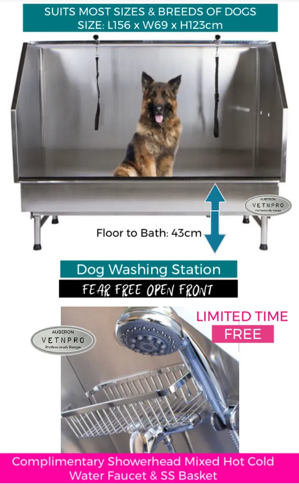 Dog Washing Station Extra Large 156cm SS 304 Open Front