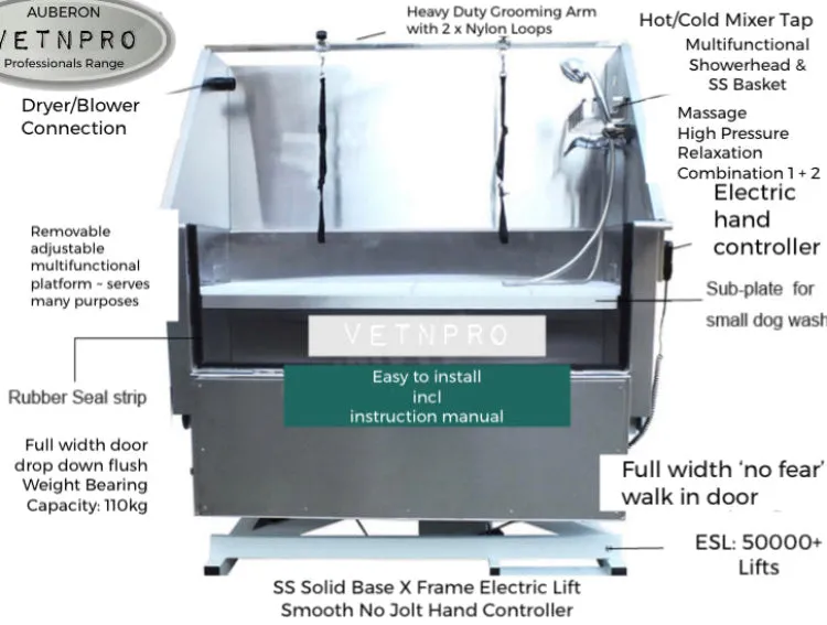 Dog Washing Station Extra Large 156cm SS 304 Open Front