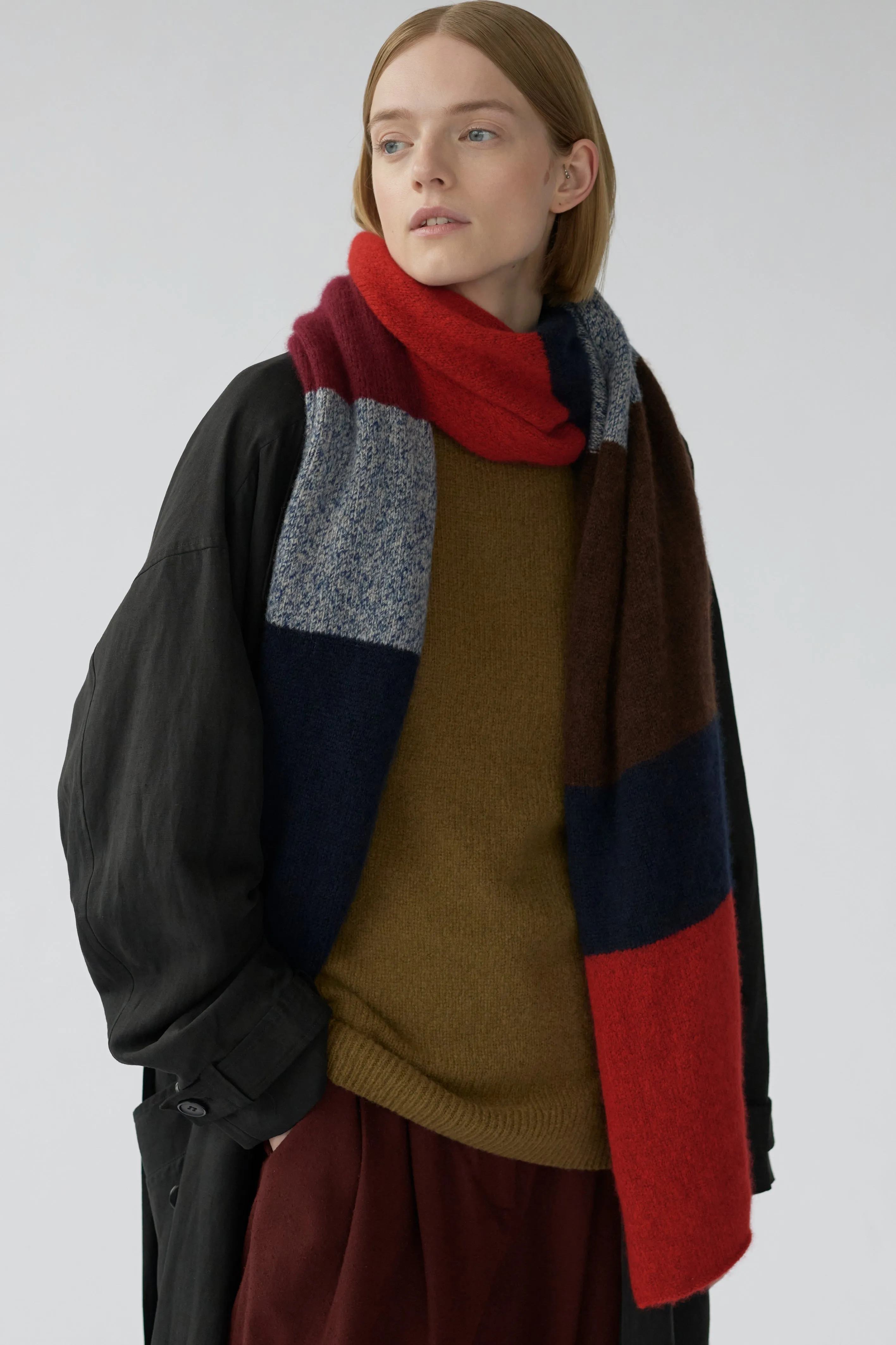 DUSTIN SCARF STRIPES - RED MULTI - SILK/CASHMERE