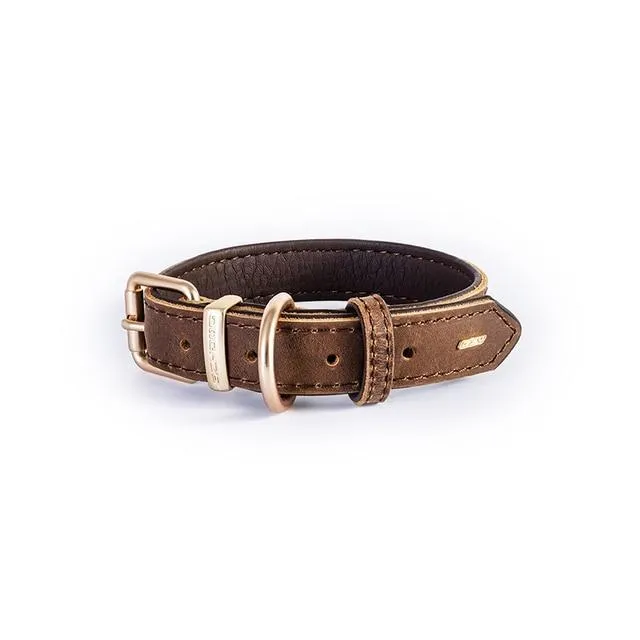 EzyDog Oxford Leather Dog Collar Brown Medium