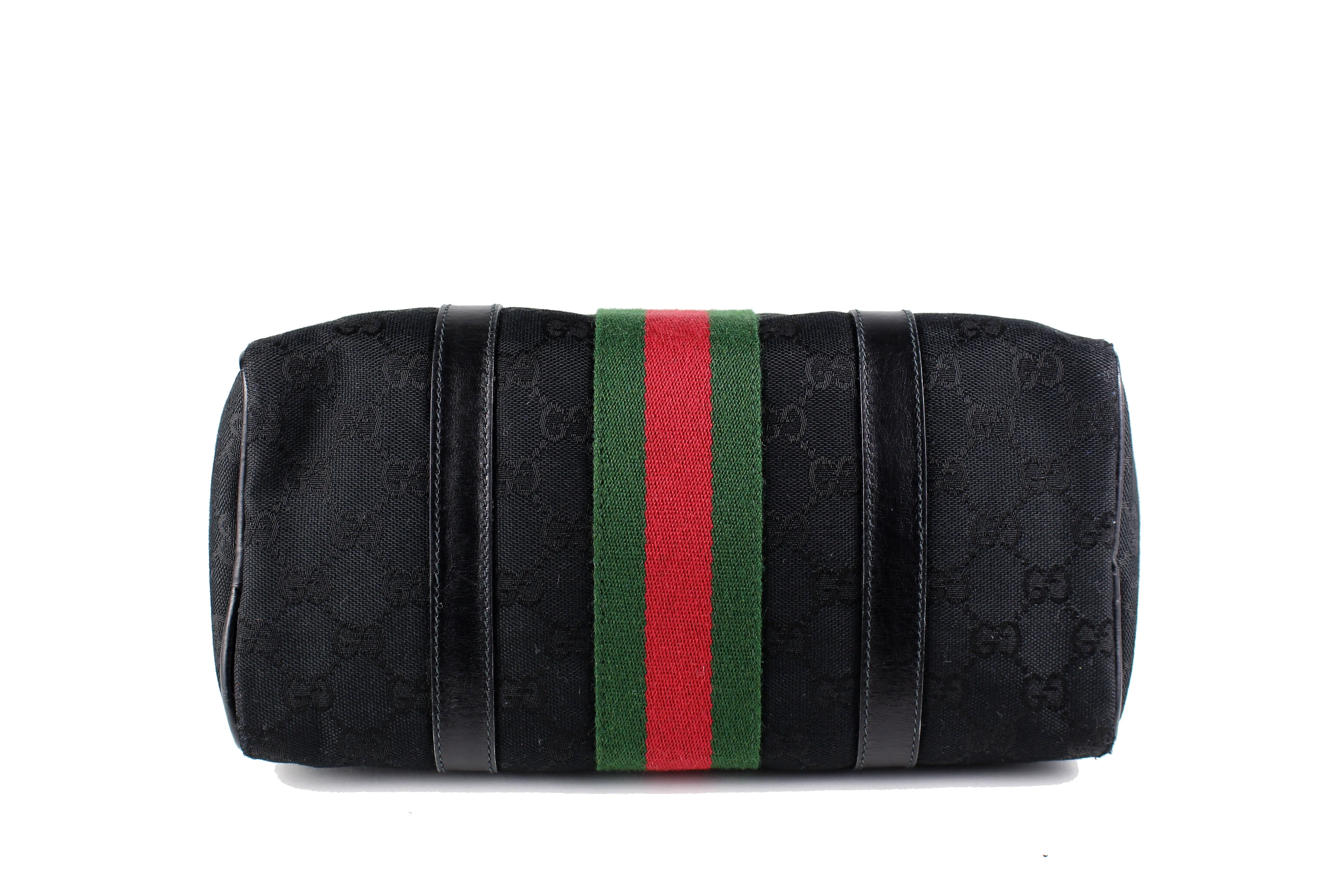 GUCCI Boston black monogram fabric canvas bag