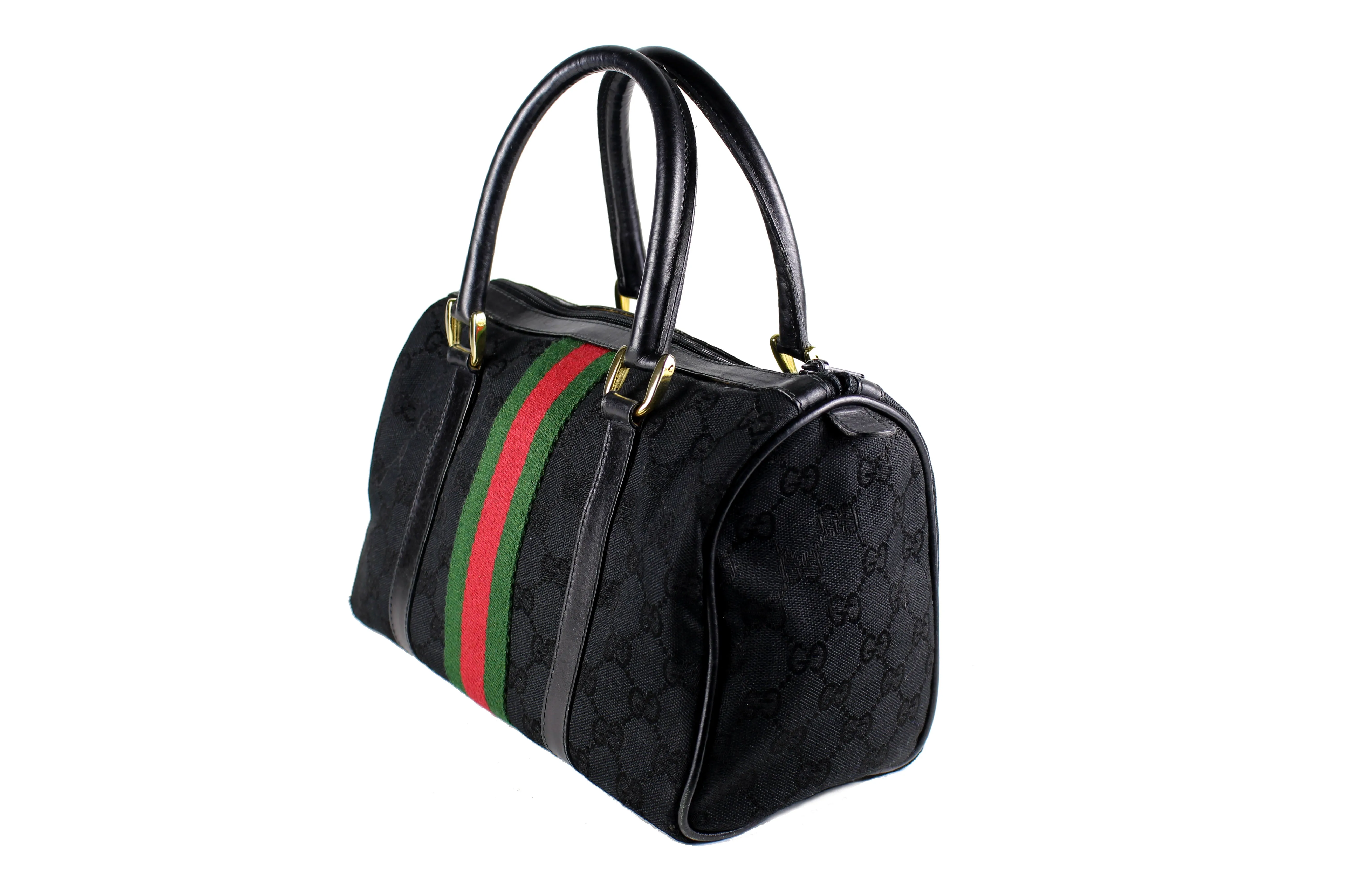 GUCCI Boston black monogram fabric canvas bag