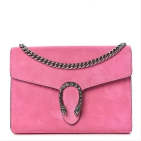 Gucci Chain Wallet Dionysus Mini Pink Suede Cross Body Bag