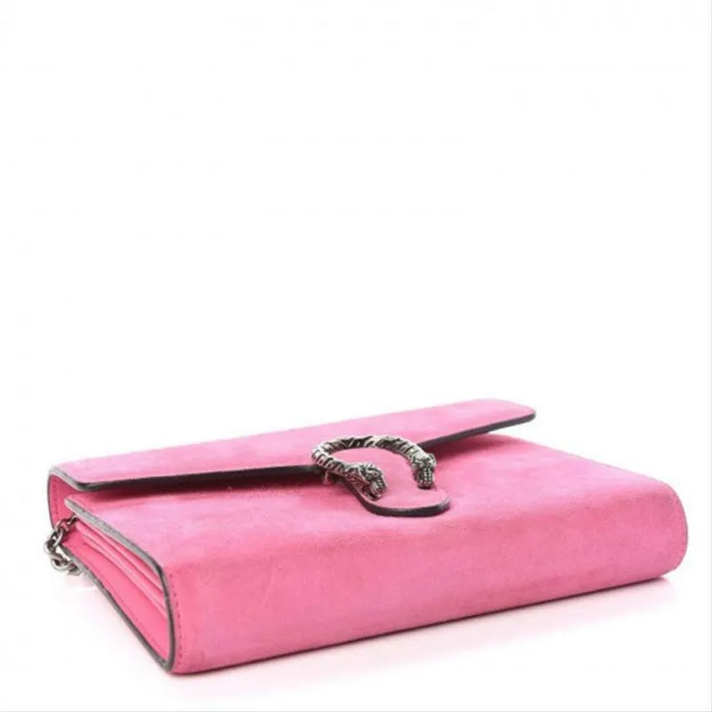 Gucci Chain Wallet Dionysus Mini Pink Suede Cross Body Bag