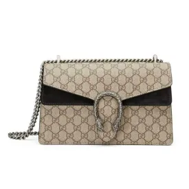 Gucci Dionysus New Small Beige Black Canvas Shoulder Bag