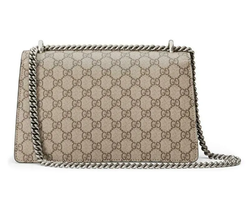 Gucci Dionysus New Small Beige Black Canvas Shoulder Bag