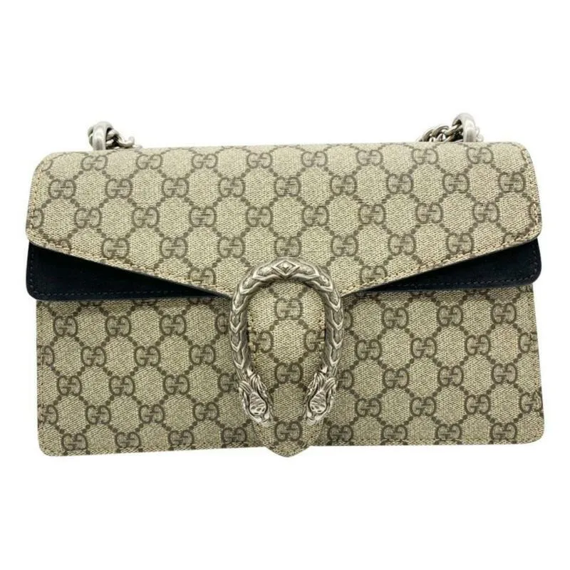 Gucci Dionysus New Small Beige Black Canvas Shoulder Bag