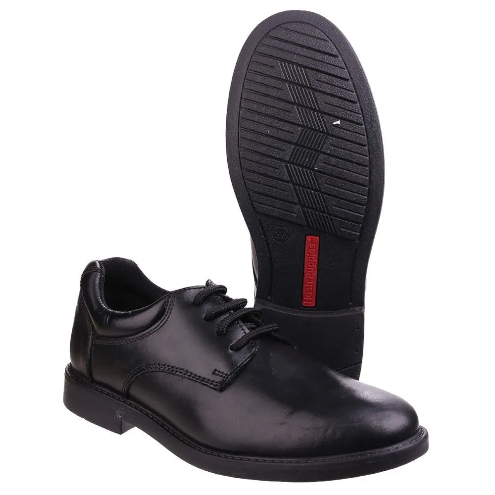 Hush Puppies Tim Boys Black School Shoe