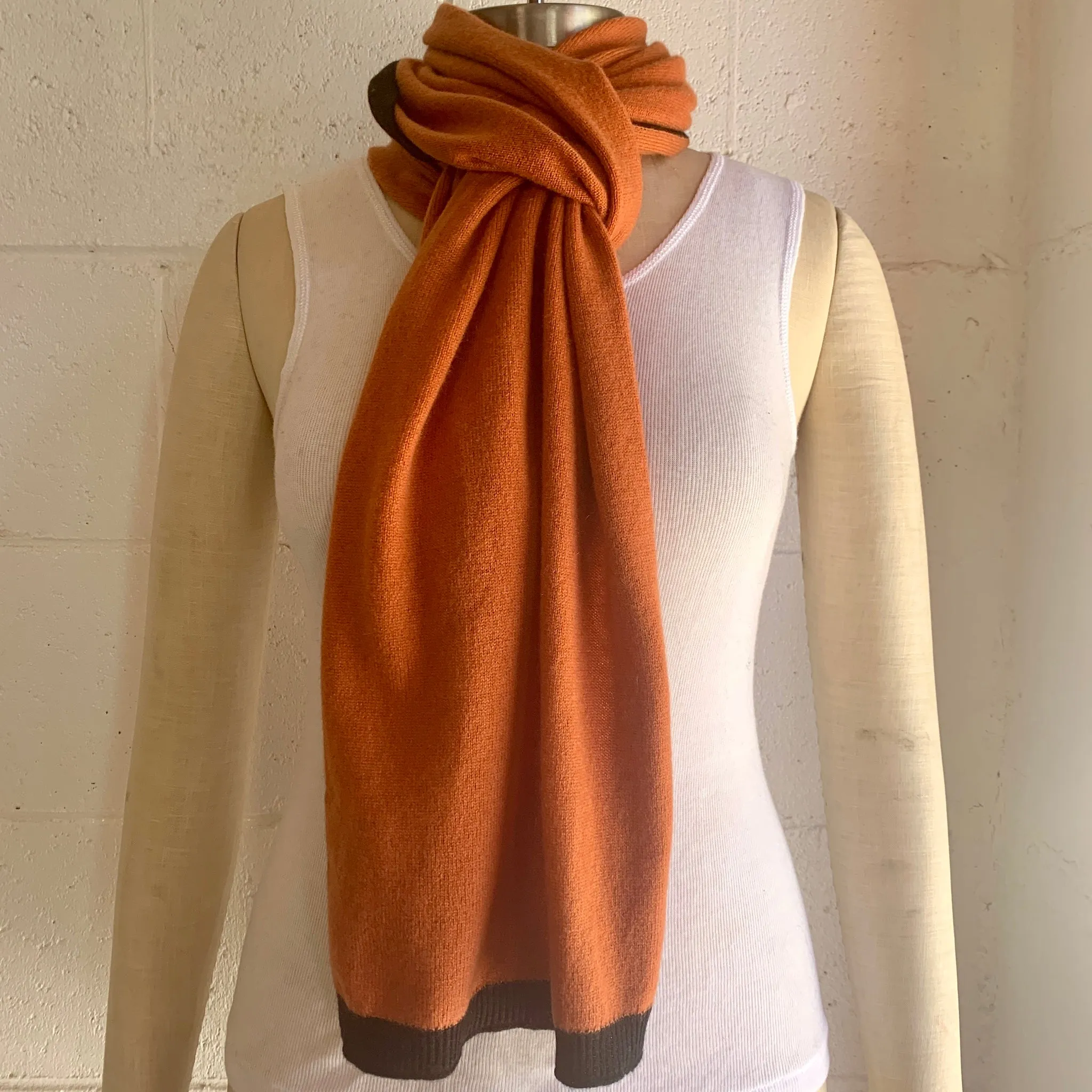 I'm WRAPPED 100% Pure Cashmere Border Scarf, Treacle