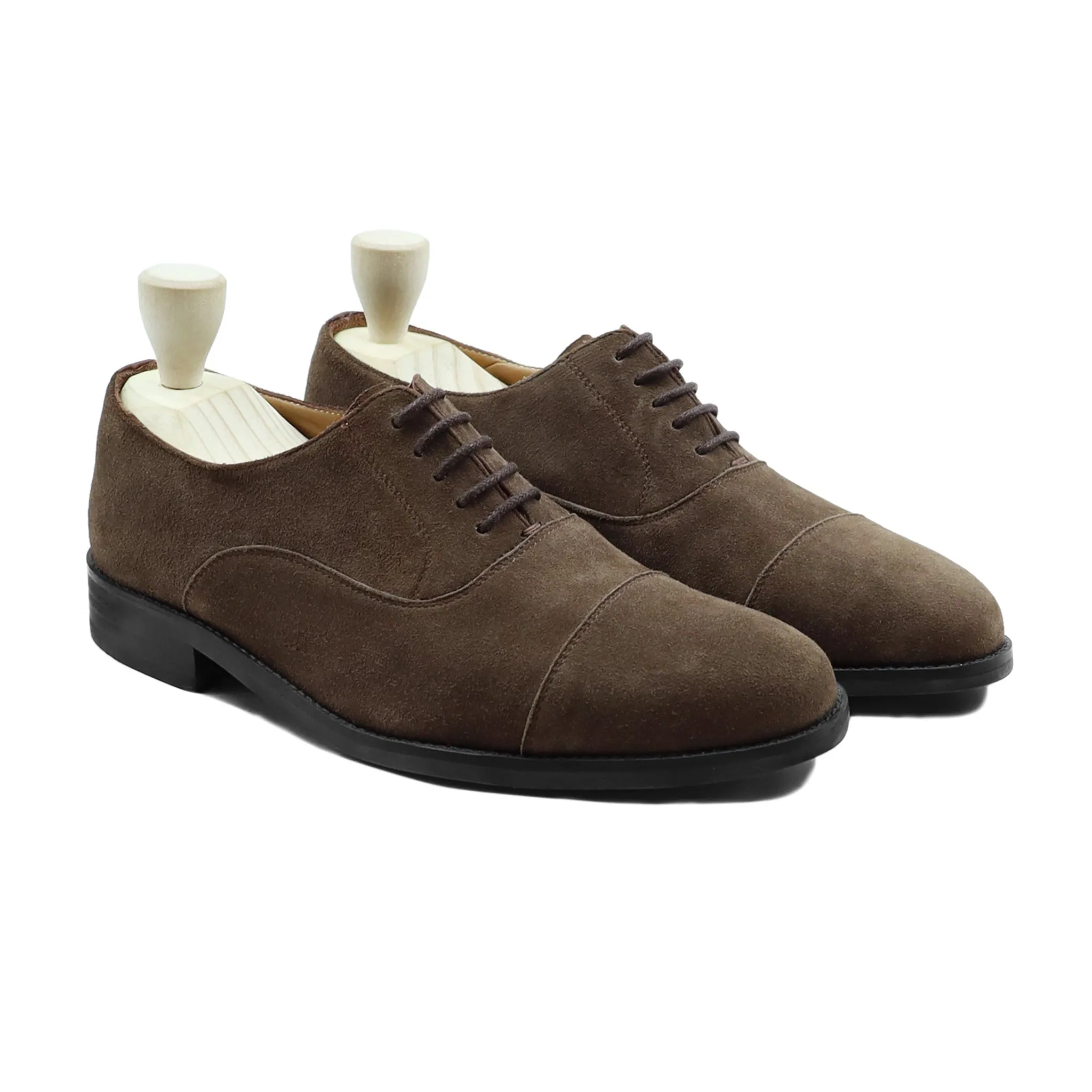 Jacksom - Men's Dark Brown Kid Suede Oxford Shoe