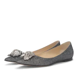 Jimmy Choo Charcoal Lame Gayne Flats 34