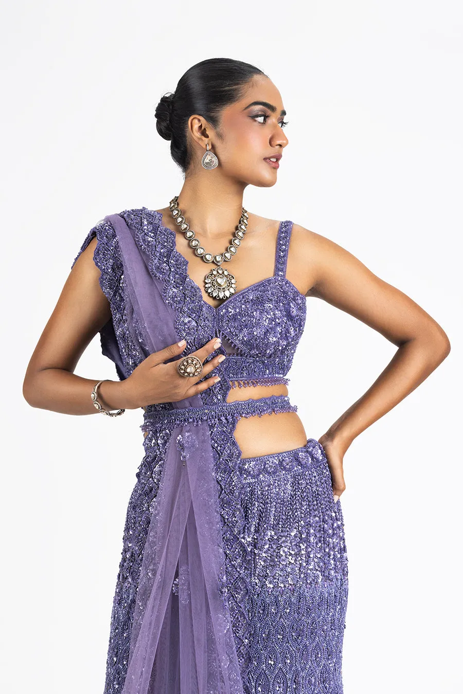 LILAC FISHTAIL LEHENGA SET