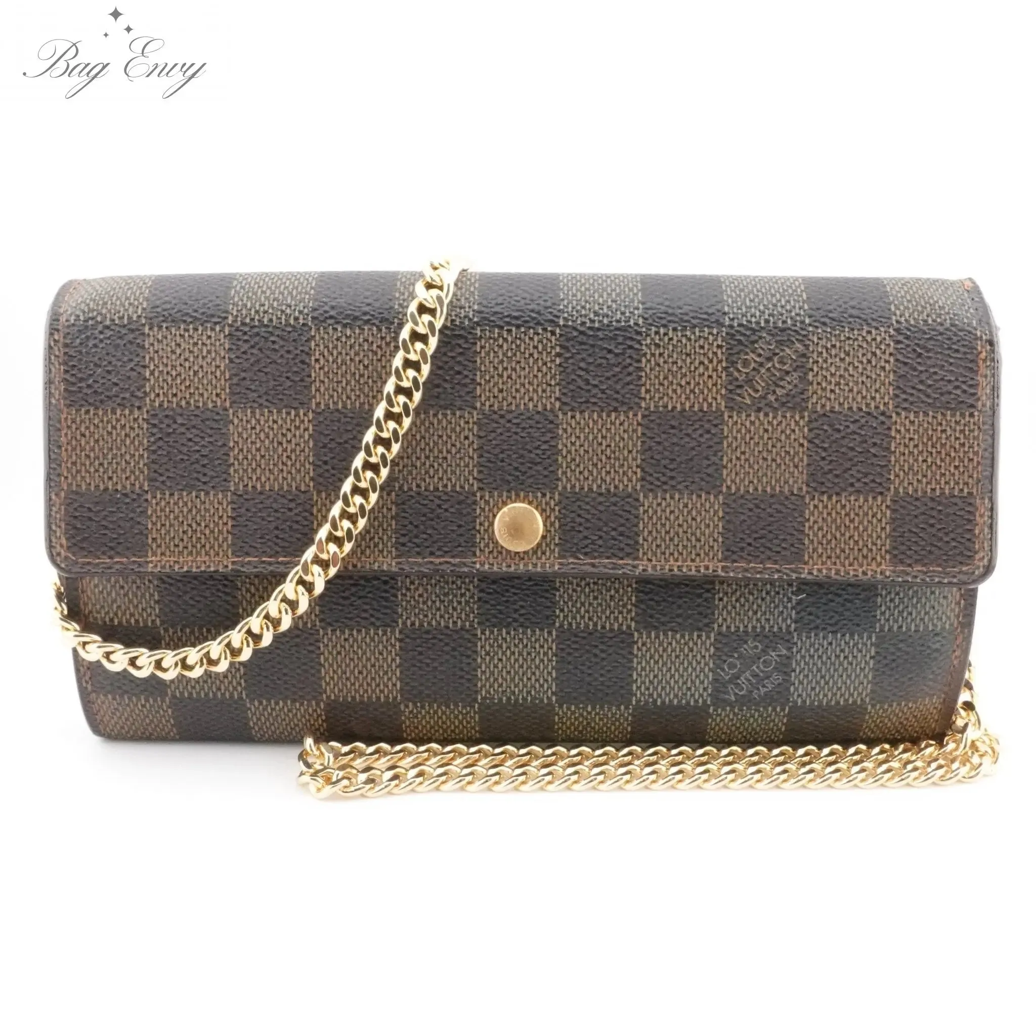 LOUIS VUITTON Damier Ebene Sarah Wallet with Chain