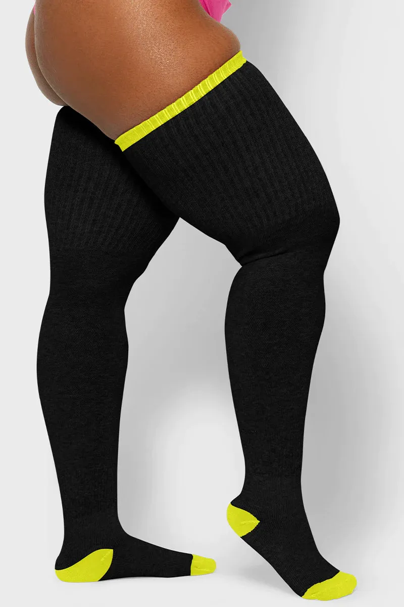 Pop of Neon Tubbies Plus Size Thigh High Socks