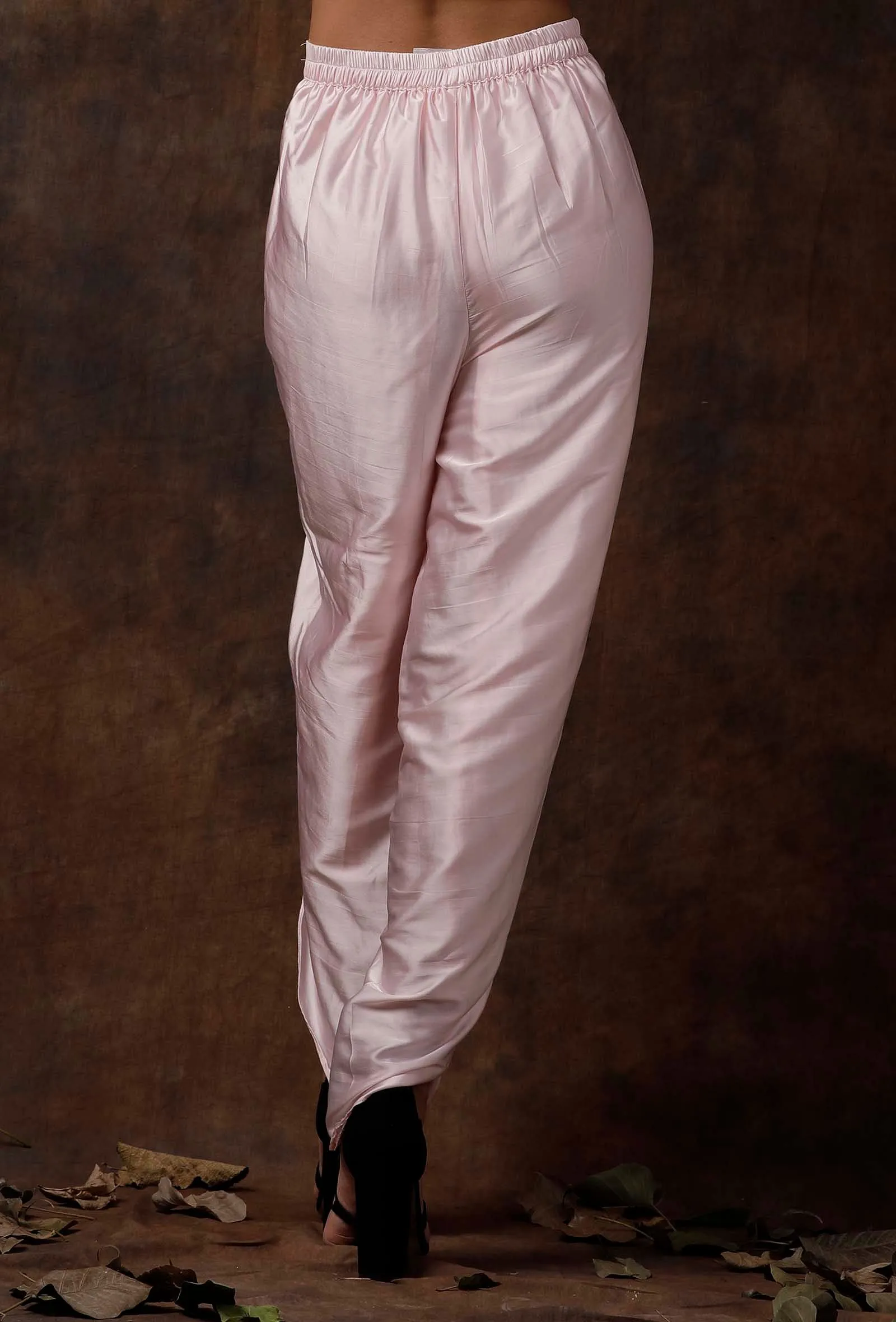 Set of 2 : Baby Pink Satin Slip Blouse and Dhoti