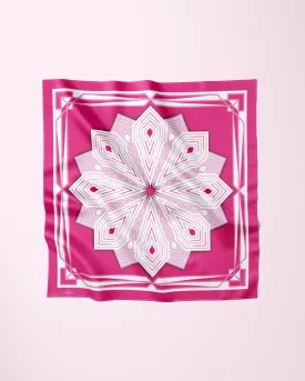 WHITE PINK SUMATRA Mandala Designer Silk Scarf by Alesia Chaika