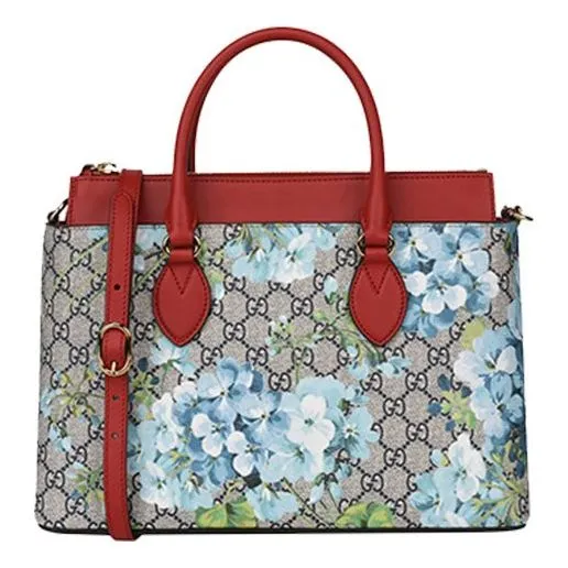 (WMNS) GUCCI GG Blooms Logo Printing Canvas handbag Beige / Blue / Red Classic 546316-KU2IG-8492