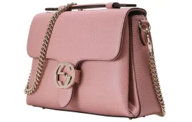 (WMNS) GUCCI Silver Label Double G Leather Messenger Bag Chain Pink Candy Handbag 510302-CAO0G-5806