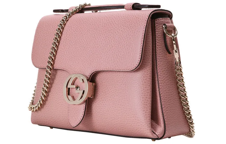 (WMNS) GUCCI Silver Label Double G Leather Messenger Bag Chain Pink Candy Handbag 510302-CAO0G-5806