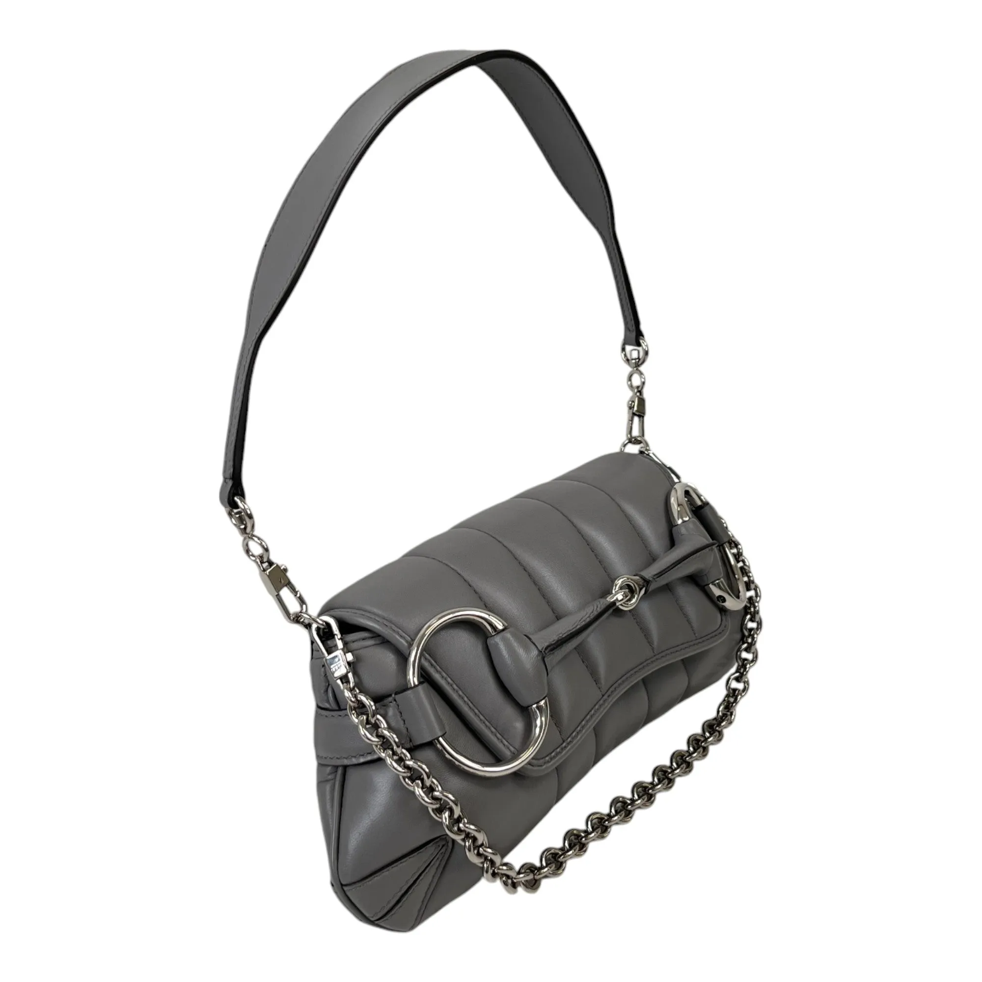 Women's Horsebit Chain Small Handbag Grey