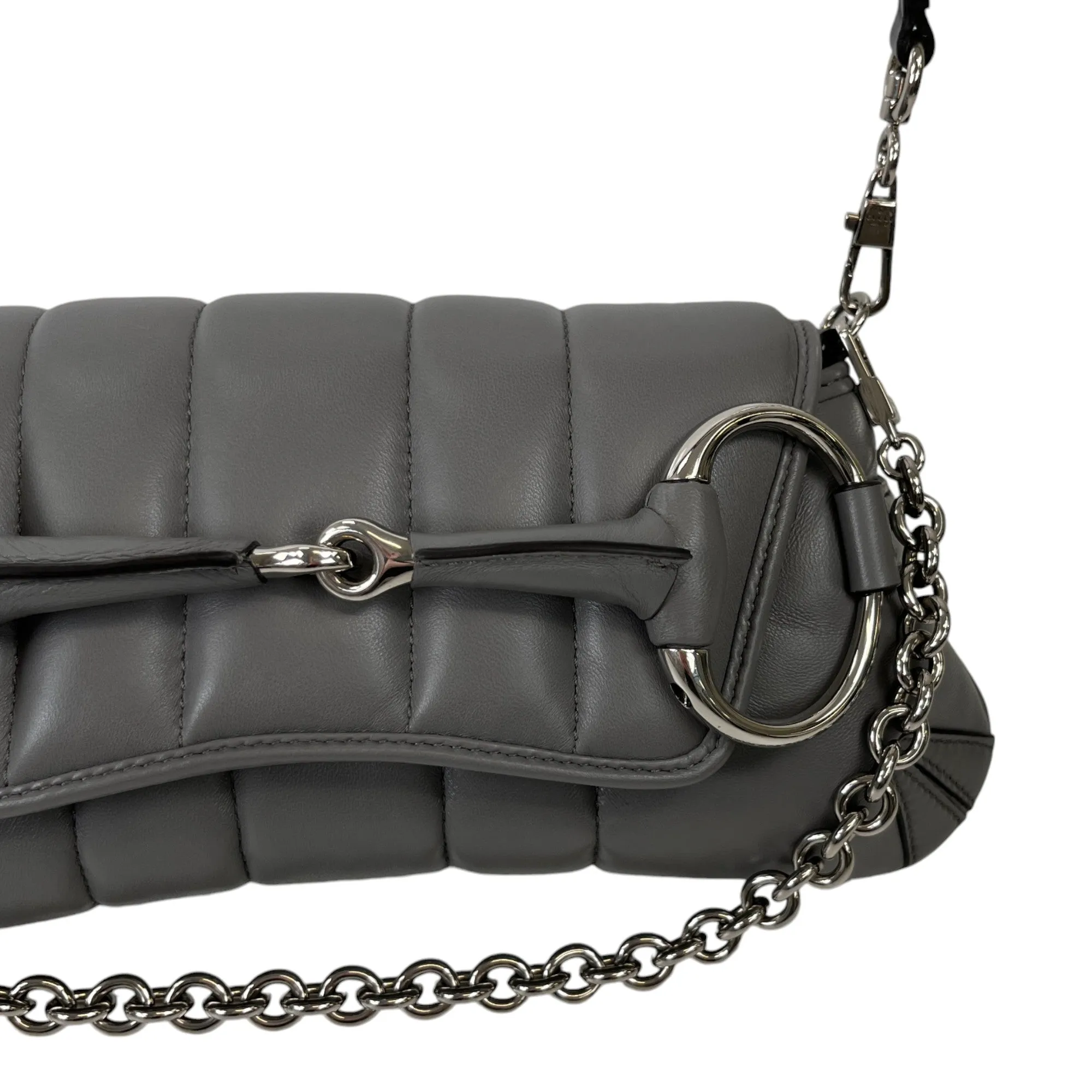 Women's Horsebit Chain Small Handbag Grey