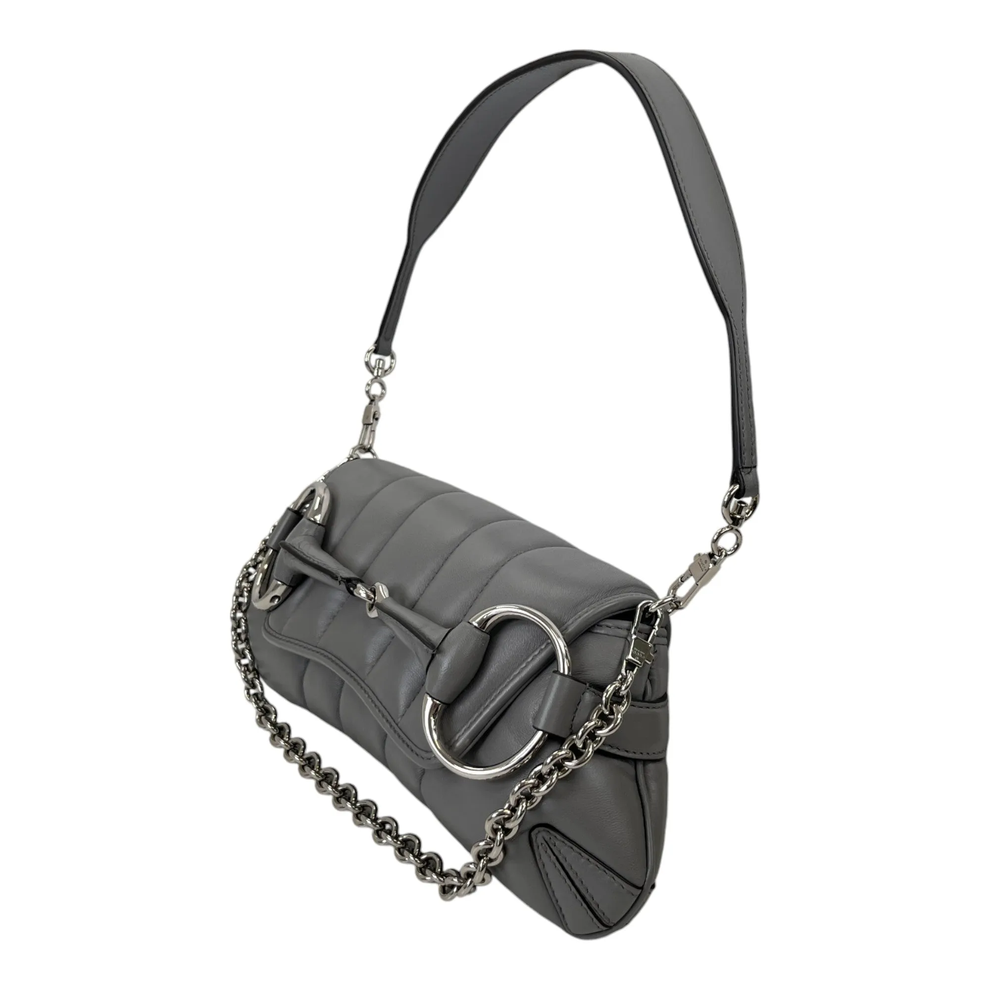 Women's Horsebit Chain Small Handbag Grey